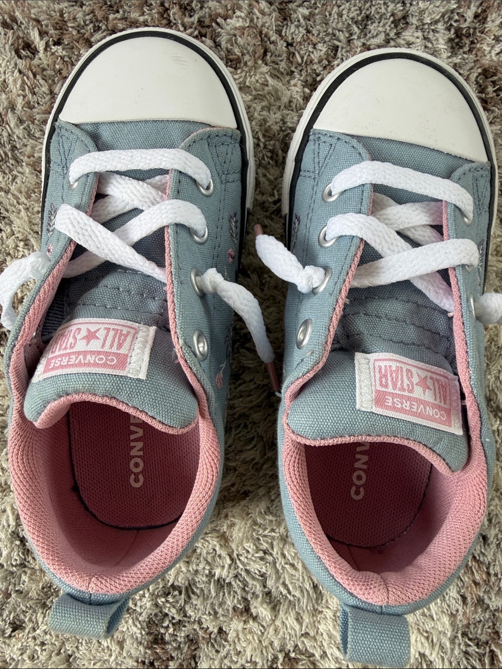 Converse Kids Light Blue and Pink Low Top Sneakers